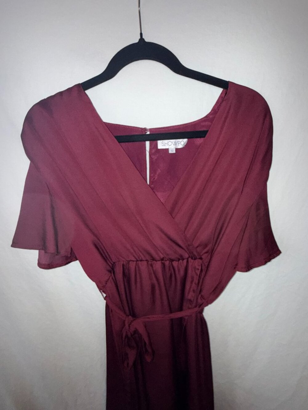 Showpo Maroon Tie Waist Wrap Dress